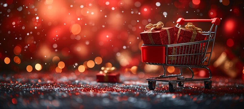 Holiday Shopping Cart A Gift-Filled Cart for the Festive Season Generative AI