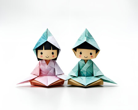 Sternzeichen Zwillinge Gemini sitzend in geometrischen Formen, wie 3D Papier in wei&szlig; wie Origami Falttechnik Symbol Wappen Logo Vorlage Vorhersage Horoskop zusammen gemeinsam 