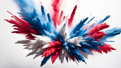 Labor day Red, White and Blue colored dust explosion background. Splash of American flag colors...