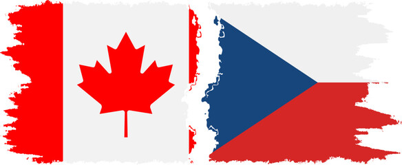 Czech and Canada grunge flags connection vector