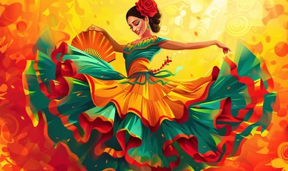 Poster Dancing in the Sun A Colorful Fiesta of Flamenco Flair Generative AI © Riya