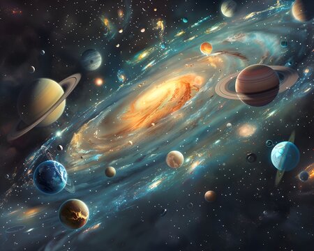 Planeten im All / Universum Wallpaper / Galaxie Hintergrundbild / Kosmos Abbildung / 5:4 Format / Ai-Ki generiert