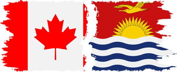 Kiribati and Canada grunge flags connection vector