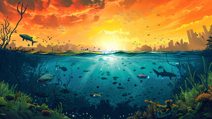 The illustration depicts climate change.