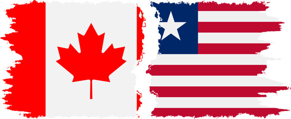 Liberia and Canada grunge flags connection vector