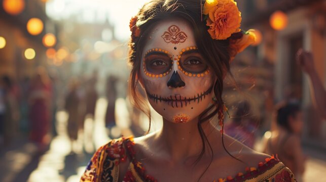 Skeleton Makeup Artist A Day of the Dead Celebration Generative AI