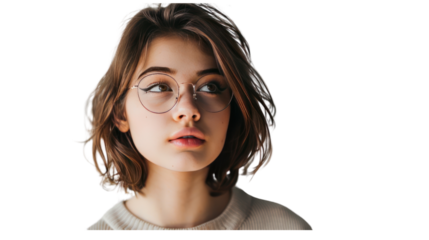 Young casual woman style isolated on transparent and white background.PNG image
