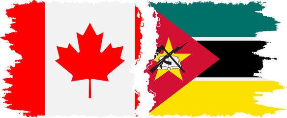 Mozambique and Canada grunge flags connection vector