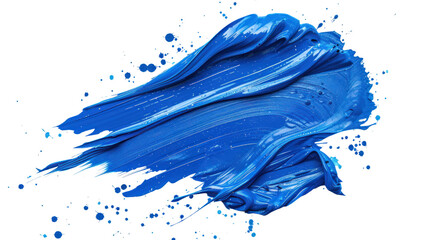 Watercolor of Vibrant blue paint stroke isolated on transparent and white background.PNG image