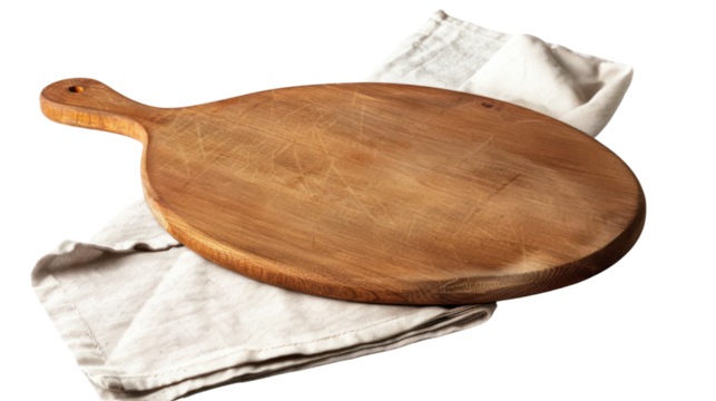 Wooden cutting board isolated on transparent and white background.PNG image