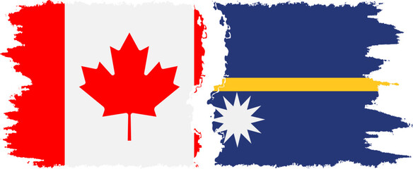 Nauru and Canada grunge flags connection vector
