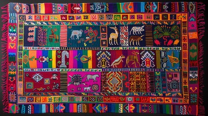 Obraz premium Colorful Blanket with Animals and Monthly Events Generative AI