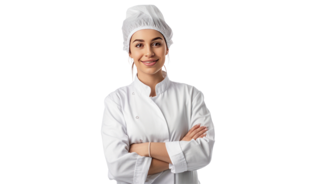 factory women manager in uniform,female chef  isolated on transparent and white background.PNG image
