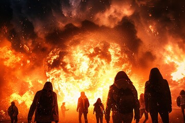 Walking the Plank A Group of Teens Experience the Explosive Power of a Firework Generative AI