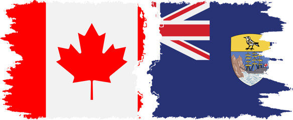 Saint Helena and Canada grunge flags connection vector