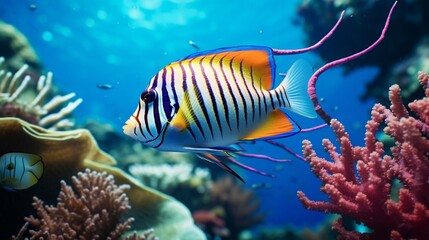 Naklejka na ściany i meble fish in aquarium, coral reef with fish