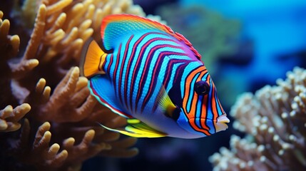fish with coral,  fish in aquarium, coral reef with fish