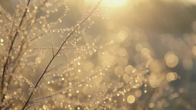 Every tree and blade of gr is coated in a layer of dew creating a sparkling and magical effect in the morning light.