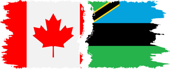 Zanzibar and Canada grunge flags connection vector