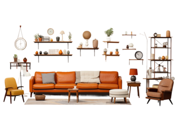 A Living Room Filled With Furniture and Shelves. This photo showcases a well appointed living room featuring an abundance of furniture and shelves, creating a functional and organized space.