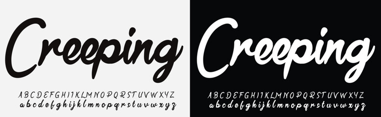 Lettering signature font isolated on grey background. brus style alphabet. Vector logo letters.