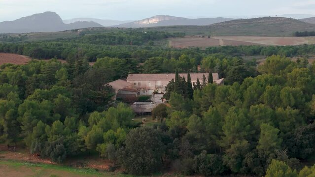 Serene Domaine St Jean L'Arbousier, Castries France - aerial panoramic