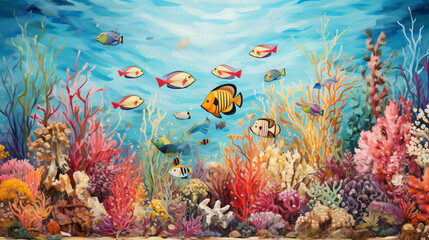 A painting of a coral reef