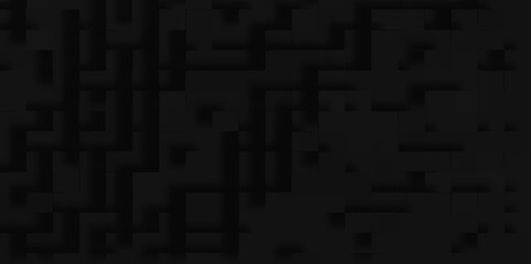 Modern luxury abstract 3d black geometric shapes of blocks or cubes, geometric Unevenness three-dimensional shadow block pattern background, Modern abstract luxury black background with squares.