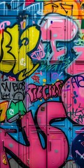 Colorful Graffiti on Metal Lockers. Generative ai