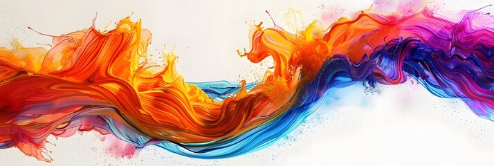 Multi colored watery paint swill on a white background