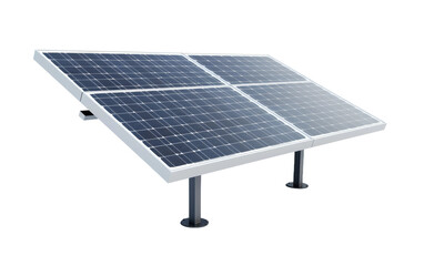 Solar Panel Mounted on a Pole. A solar panel is mounted on a sturdy pole, harnessing the suns energy to generate electricity. on a White or Clear Surface PNG Transparent Background.