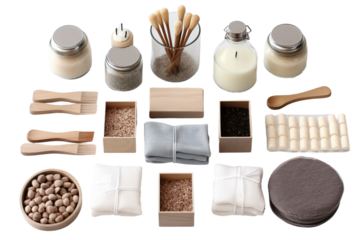 Assorted Items Arranged in a Circle. Various objects are carefully organized in a circular formation, creating an eye catching display. on a White or Clear Surface PNG Transparent Background.