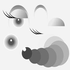 Cartoon Eye: Easy making beautiful eyes step by step.Only shapes are used. Vector illustration