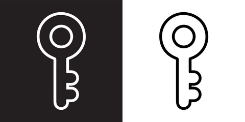 Key icon vector. Key sign symbol in trendy flat style. Key vector icon illustration isolated on black and white background