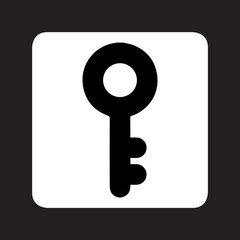 Key icon vector. Key logo design. Key vector icon illustration in square isolated on black background