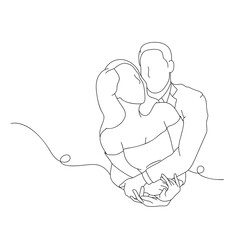 Engagement couple line art style vector illustration
