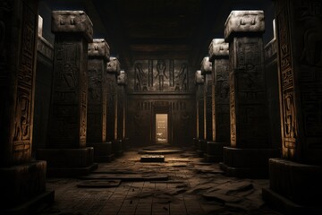 ancient Egyptian burial chamber with hieroglyphics - obrazy, fototapety, plakaty