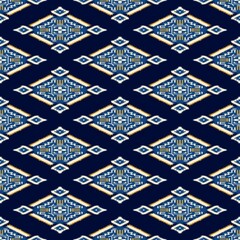 Ikat tribal Indian seamless pattern Ethnic Aztec fabric carpet mandala ornament native boho tribal textile Geometric African American oriental tranditional vector illustrations Embroidery style motif.