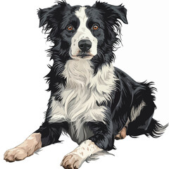 Portrait of a border collie dog. Hand drawn vector illustration.