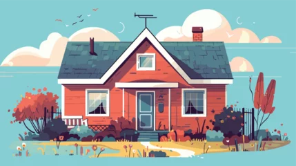 Cercles muraux Corail vert Back to Home House vector illustration.