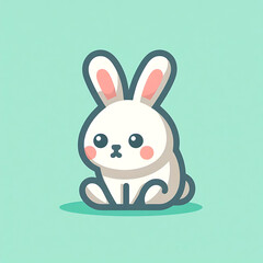 Obraz premium flat vector logo of a rabbit ,a cartoon of a rabbit ,Bunny rabbit toy isolated on white background