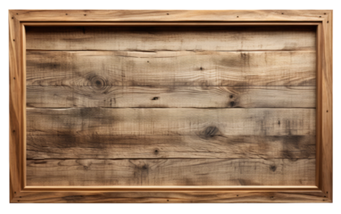 A wooden frame hanging securely on a plain white wall, displaying a captured moment or artwork. on a White or Clear Surface PNG Transparent Background.