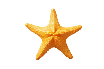 Fototapeta na wymiar A vibrant yellow starfish rests. on a White or Clear Surface PNG Transparent Background.