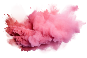 A photo capturing a pink cloud of smoke. on a White or Clear Surface PNG Transparent Background.