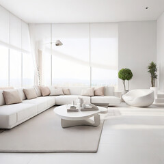 Fototapeta premium modern living room interior design with white sofa