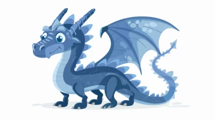 Fotobehang Draak Blue Dragon Vector illustration isolated on white background.
