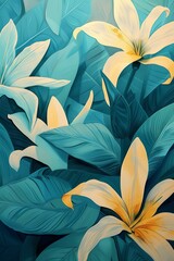 Metallic blue & gold floral design on a dark background