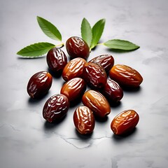 vector illustration date fruits with palm leaves isolated on the white background. tasty date fruits concept.