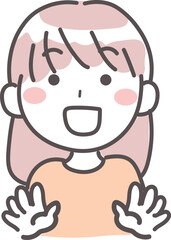 両手を広げ喜ぶ 若い女性のイラスト 1