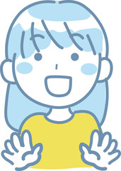 両手を広げ喜ぶ 若い女性のイラスト 2